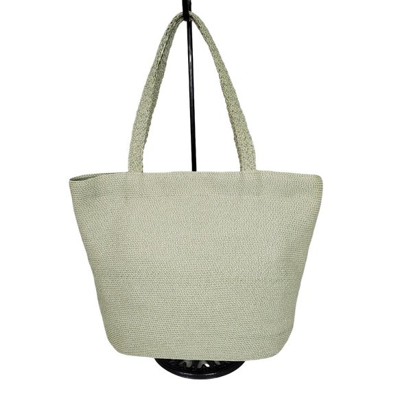 Talbots NWT Purse Woven Tweed Basket Tote Shoulder Bag Braided Straps Green - Picture 1 of 8
